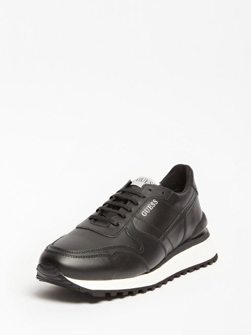 Guess Zapatos De Correr Varese De Cuero Real Negro