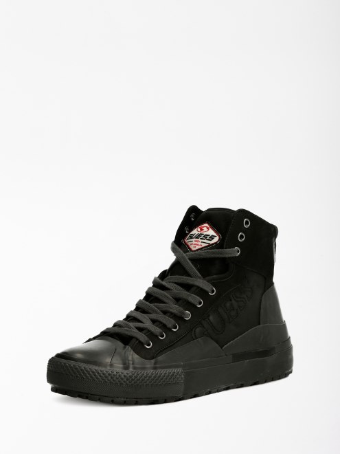 Zapatilla Alta Ederle De Piel Genuina Guess Negra