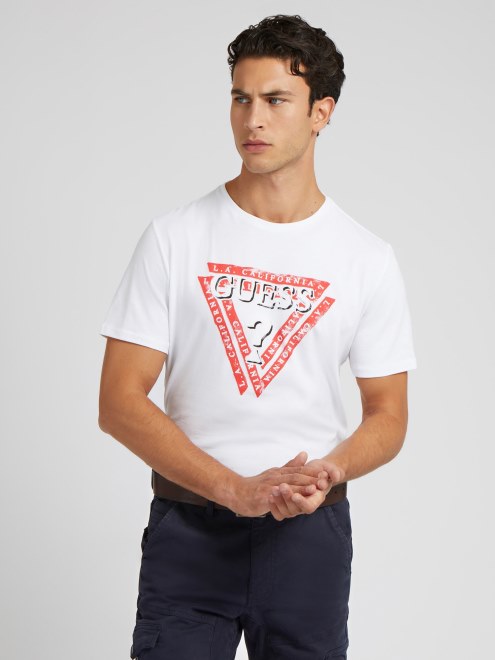 Camiseta Blanca Con Logo De Triangulo Guess