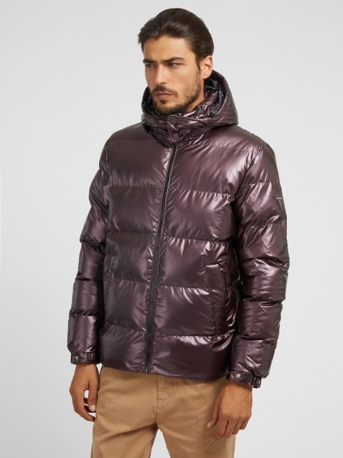 Guess Puffer De Efecto Metalizado En Oro Rosa