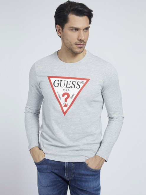 Camiseta Logo Triangulo Gris Guess