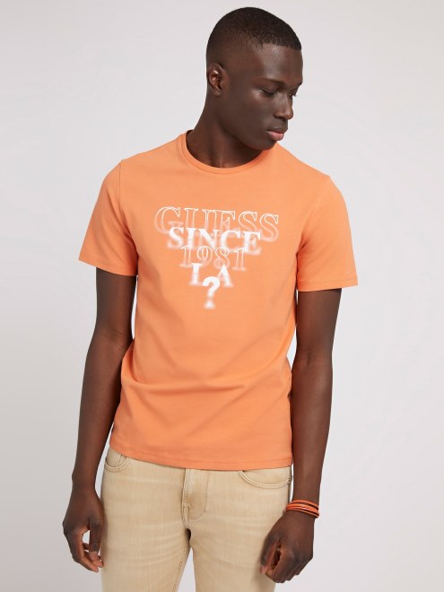 Camiseta Con Logo Delantero Naranja Guess