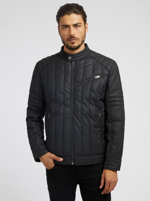 Cazadora Biker De Piel Sintetica Guess Negra