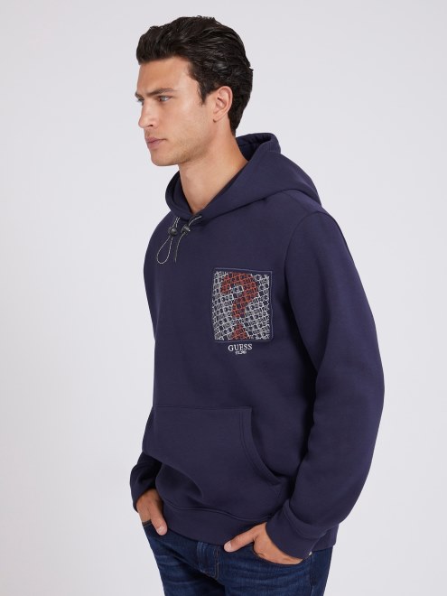 Sudadera Azul Con Parche Delantero De Guess
