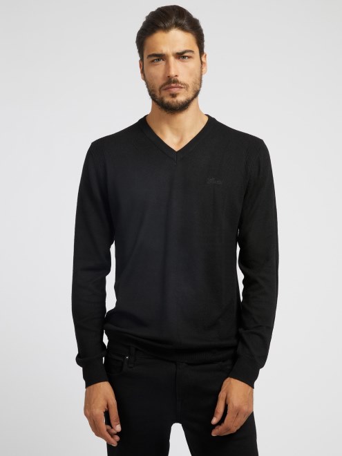 Adivinar Jersey Cuello V Negro