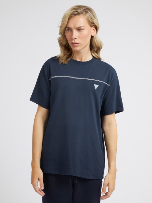 Camiseta Azul Con Logo En La Espalda