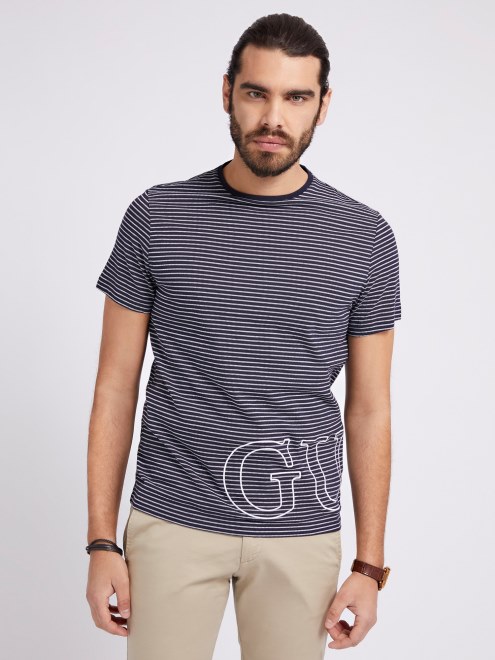 Camiseta De Rayas Guess Azul Multi