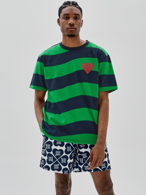 Camiseta De Rayas Guess Verde Multi