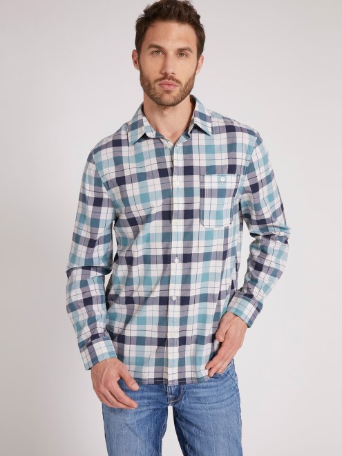 Camisa A Cuadros Macro Guess Azul
