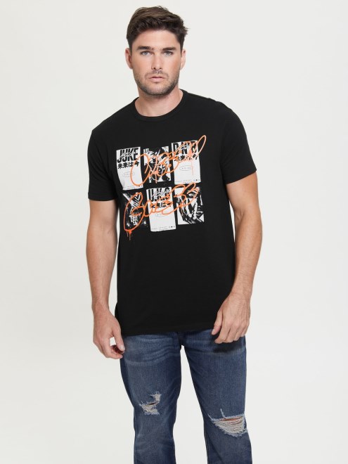 Camiseta Con Parche Delantero Guess Negro