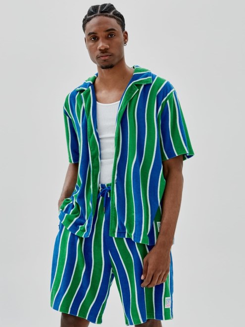 Guess Camisa Verde De Rayas Multiples