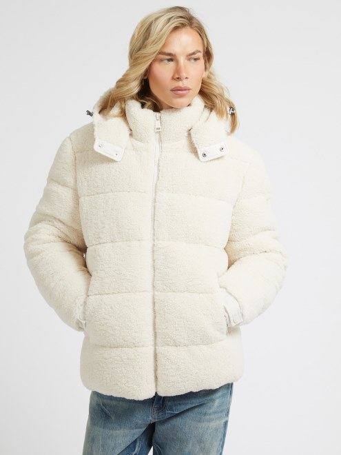 Puffer Blanco De Piel Sintetica