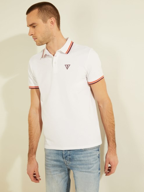 Polo Con Logo Triangular Blanco Guess