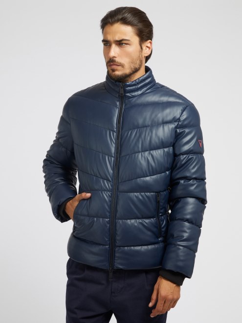 Puffer De Piel Sintetica Guess Azul Multi