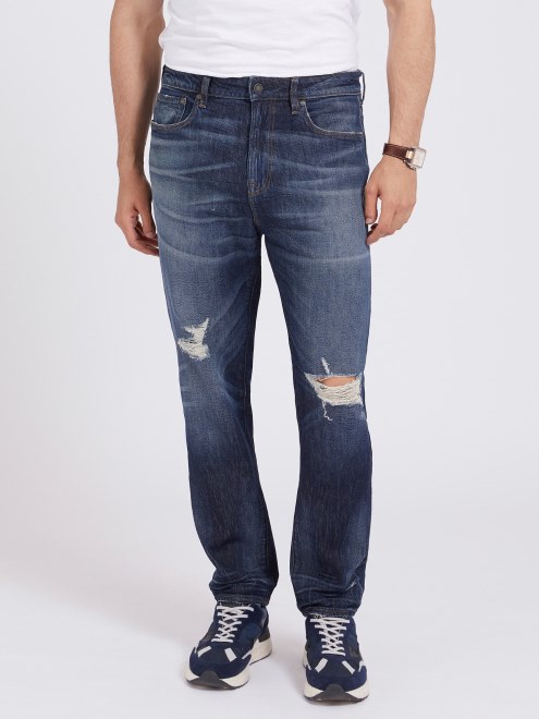 Pantalón Denim Slim Fit Abrasiones Azul Guess