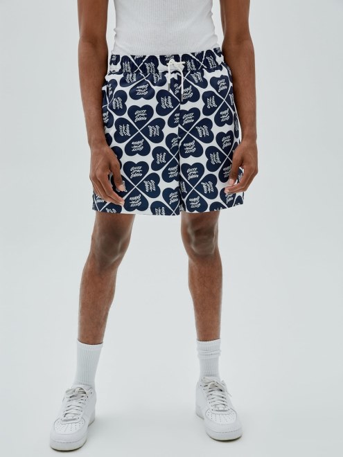 Guess Shorts Azules Con Estampado Completo