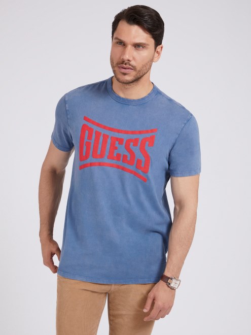 Camiseta Con Logo Delantero Guess Azul Nueva Tendencia