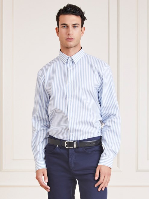 Camisa De Rayas Guess Marciano Azul Claro