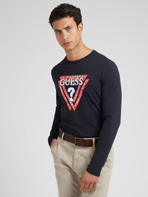 Camiseta Con El Logo Del Triangulo Azul De Guess Nueva Tendencia