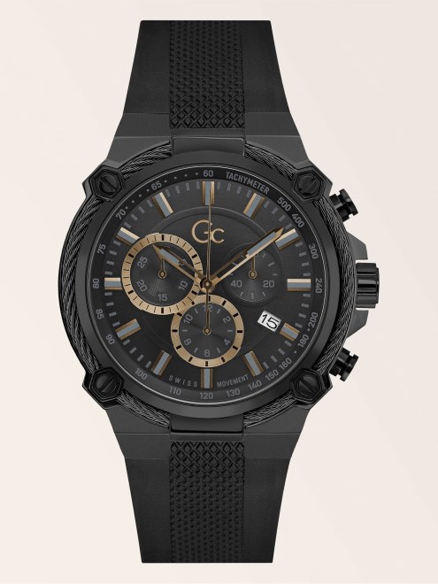 Reloj Cronógrafo De Silicona Gc Negro Guess
