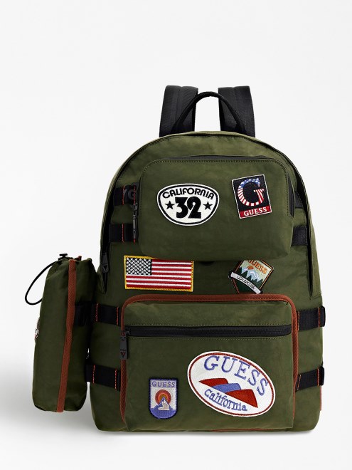 Mochila Verde Con Parche De Nailon Guess Verve