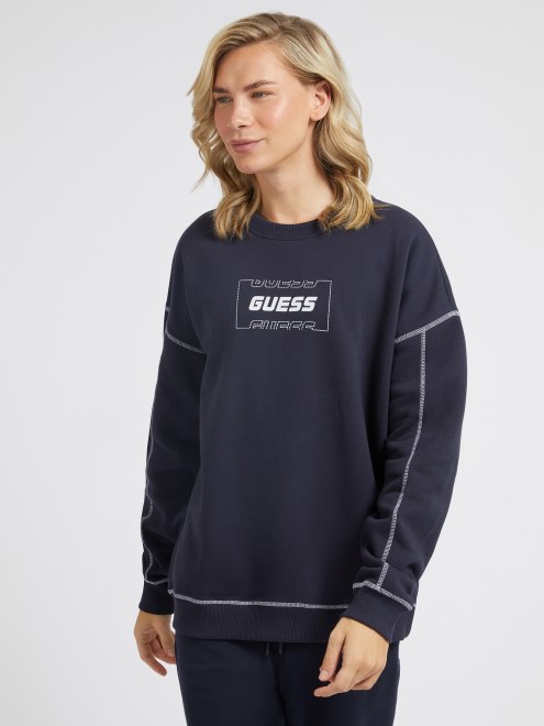 Sudadera Con Logo Delantero Azul Guess Nueva Tendencia