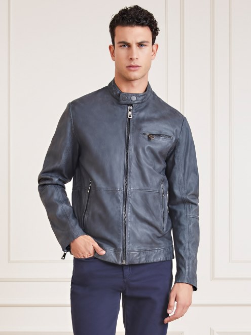 Biker De Cuero Real Marciano Adivinar Negro