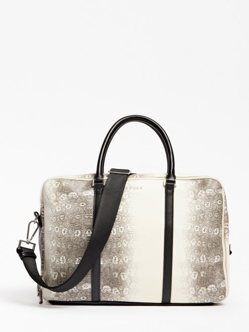 Bolso De Noche Guess Estampado Piton Blanco