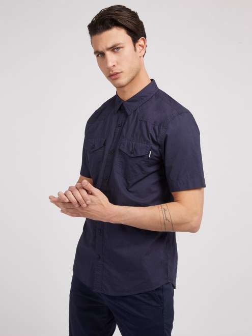 Adivinar Camisa Azul Manga Corta