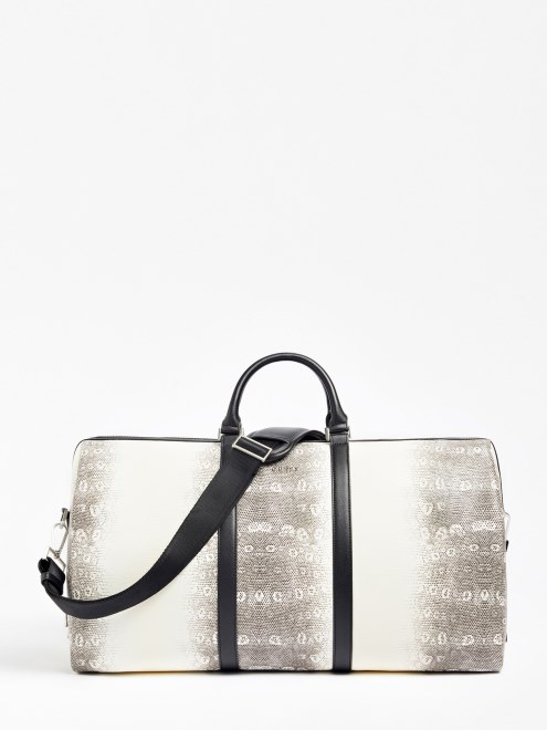 Bolso De Fin De Semana De Noche Con Estampado De Pitón En Blanco Guess