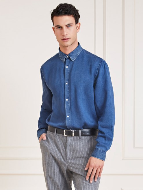 Camisa De Corte Regular Azul Marciano De Guess