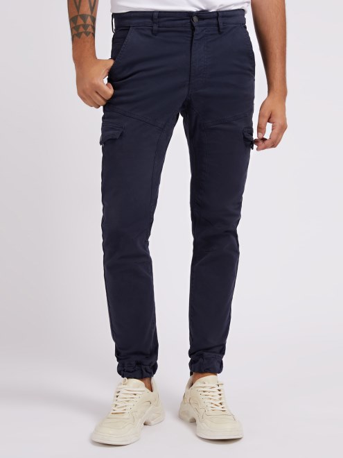 Pantalón Con Bolsillos Cargo Azul Guess