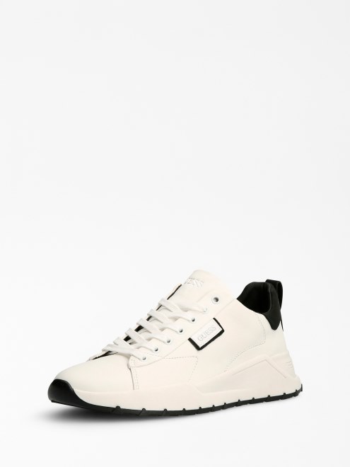 Zapatillas De Running En Mezcla De Cuero Guess Lucca Blancas