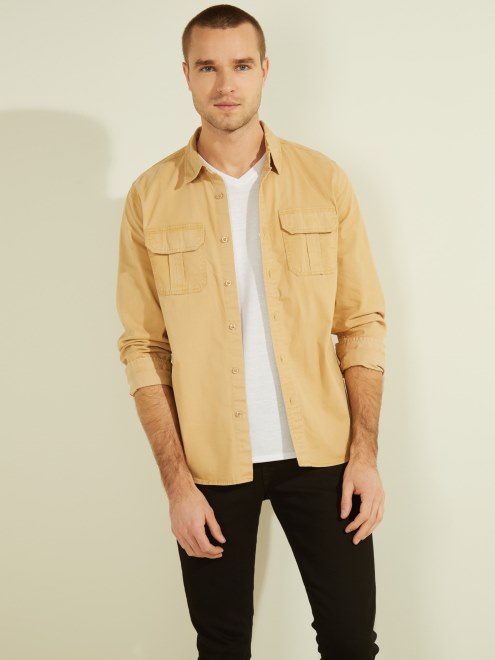 Bolsillos De Camisa Delgados Guess Beige