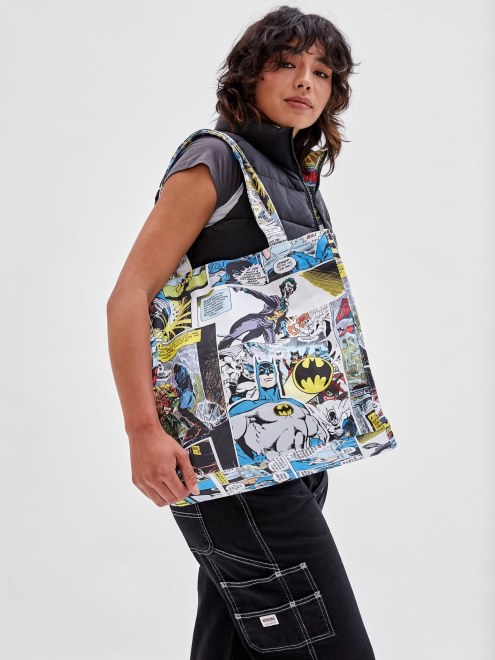 Bolso Shopper Con Estampado De Batman Comic Guess Blanco Multi