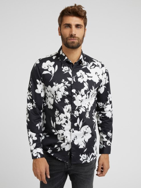 Camisa Con Estampado Floral Guess Negro