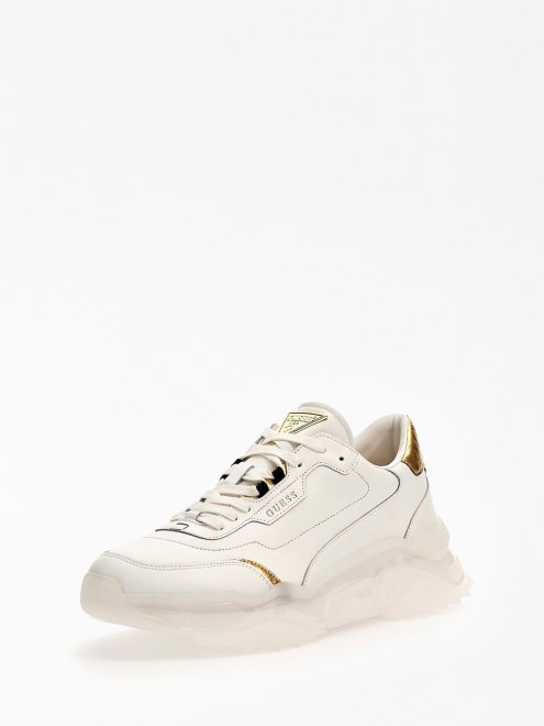 Zapatos De Correr Massa De Cuero Real Adivinar Oro