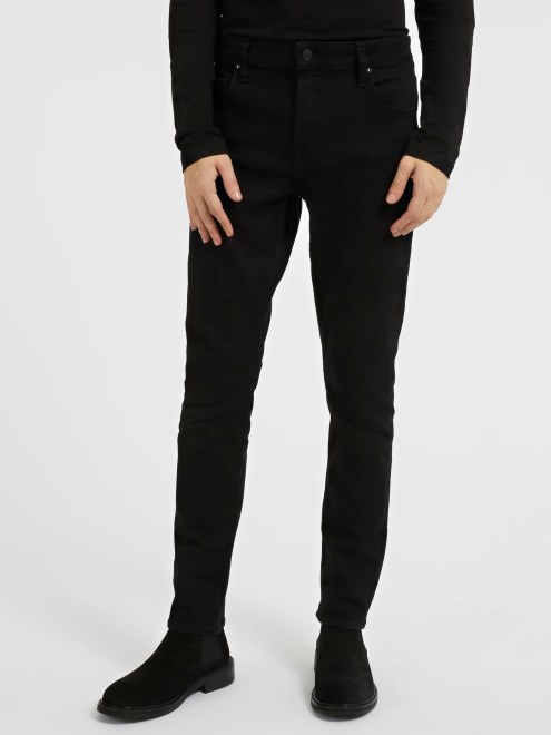 Pantalon De Mezclilla De Corte Ajustado Guess Negro