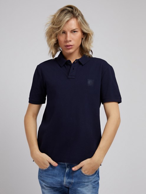 Playera Tipo Polo Azul Con Logo