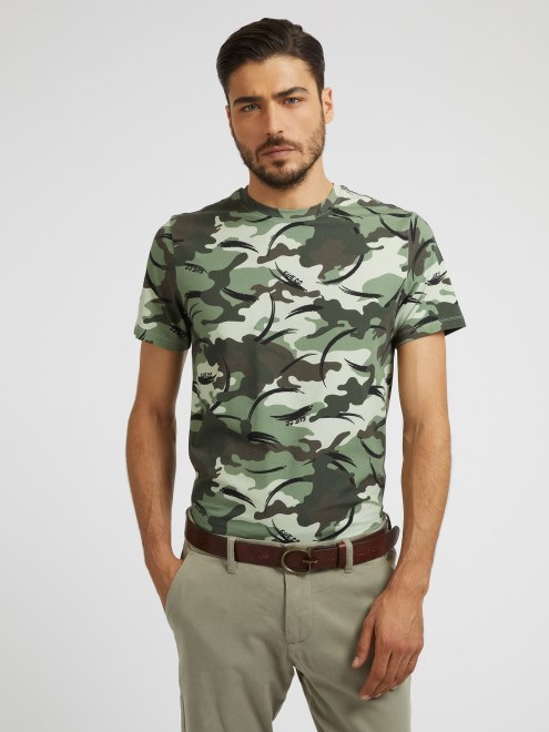 Camiseta Con Estampado De Camuflaje Guess Verde