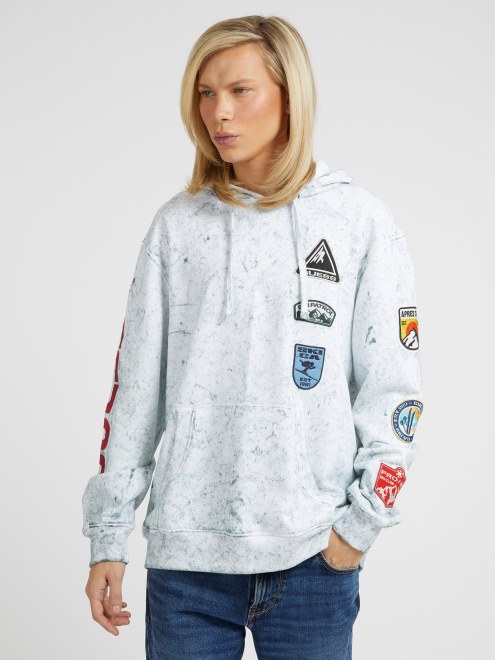 Sudadera Blanca Multi Parches Bordados Guess