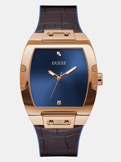 Reloj Analogico De Cuero Guess Blanco