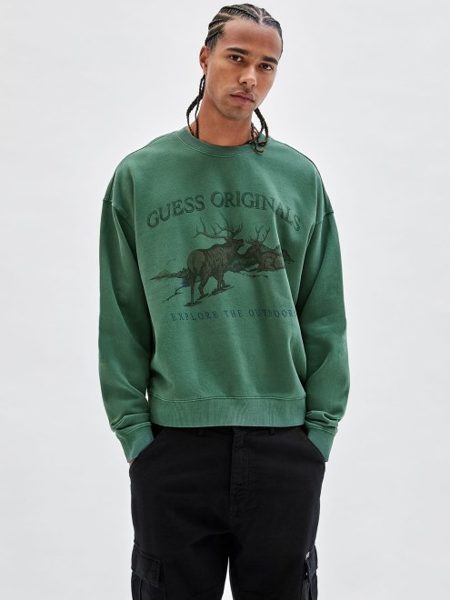 Sudadera Guess Estampada Frontal Verde