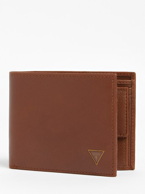 Guess Scala Billetera De Cuero Real Marron