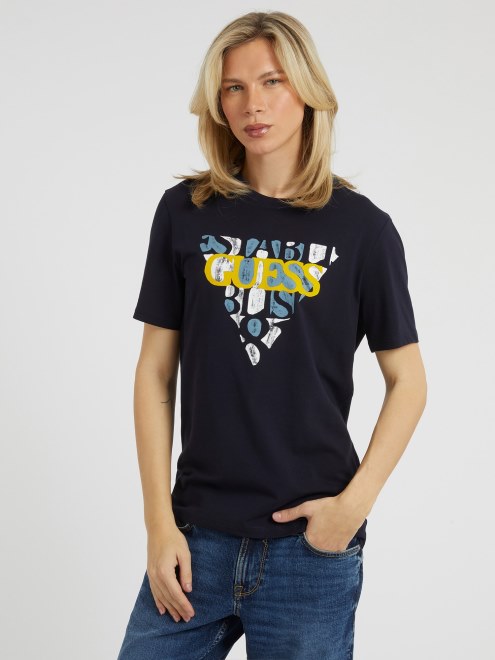Camiseta Con Logo Triangular En La Parte Delantera Guess Azul
