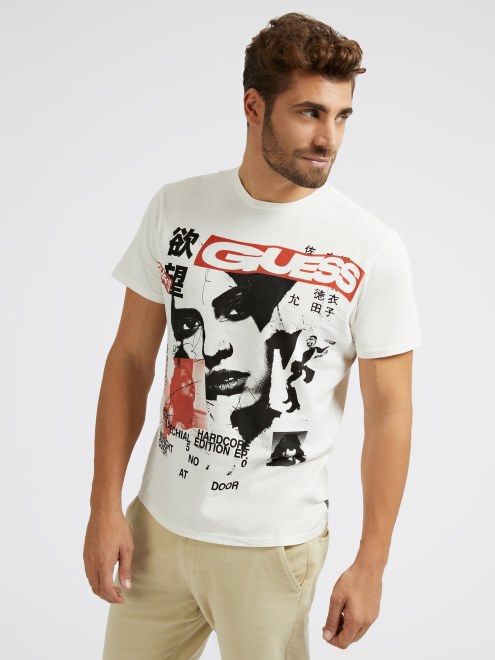 Camiseta Guess Con Estampado Frontal Blanco