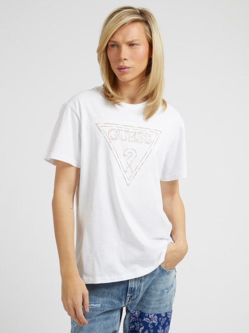 Camiseta Con Logo De Triangulo Bordado Guess Blanco