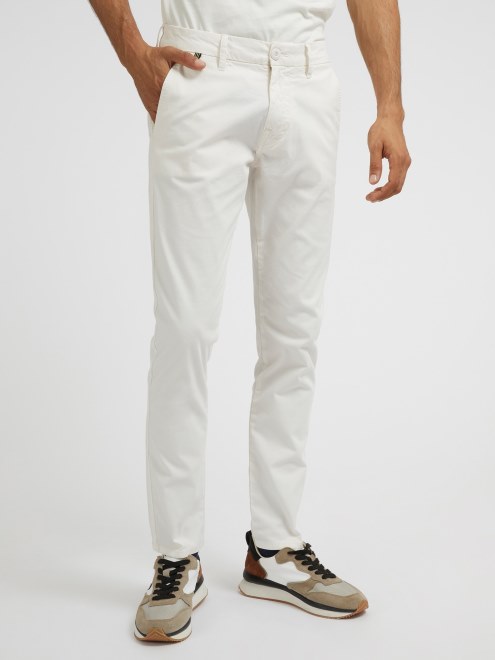 Guess Pantalon Chino Ajustado Blanco