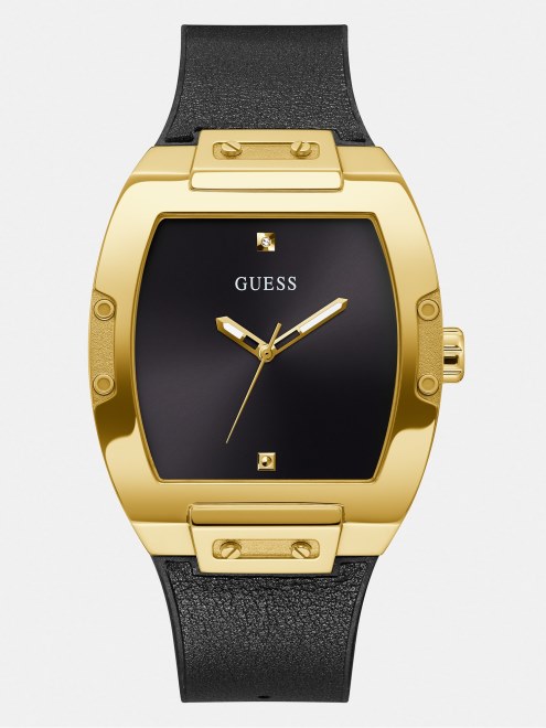 Reloj Analogico De Piel Guess Negro