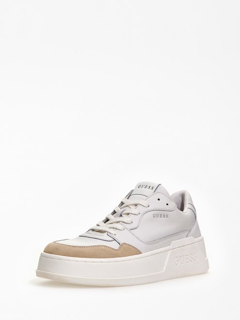 Zapatilla En Mezcla De Cuero Ciano Blanco Guess
